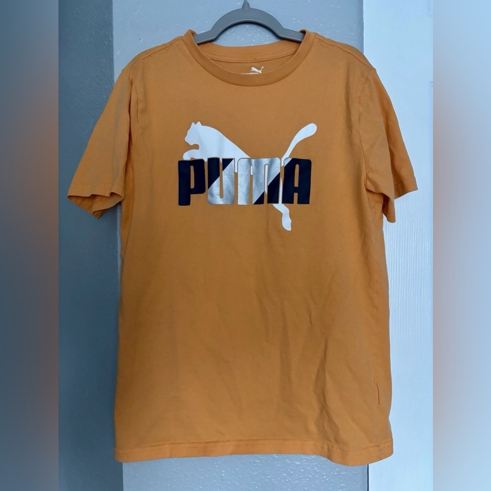 Puma Boys Mustard Yellow Logo Short Sleeve Tee